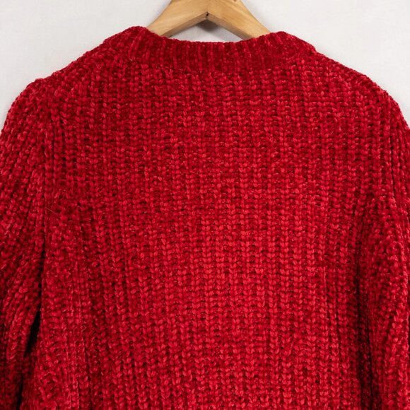 Talbots Sweater Womens Medium Red Chenille Pullover Chunky Knit Soft Cozy Casual - Picture 4 of 8